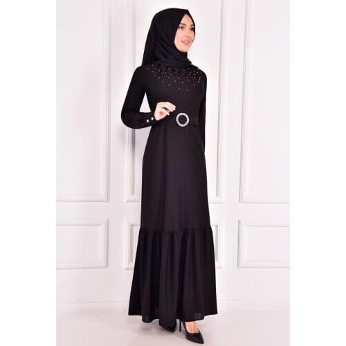 İnci Detay Abiye Siyah ASM12399