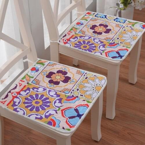 Colored Flowers Seat Cushion Square Dining Chair Cotton Seat Pad Office Computer Chair Protective Mat Home Decor Non-Slip Cushi