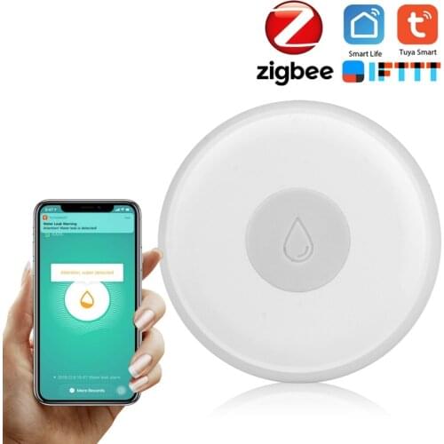 Zigbee Smart Home Water Leak Sensor Wireless Flooding Detector Water Leakage Detection Alert Water Level Overflow Alarm Tuya Sma