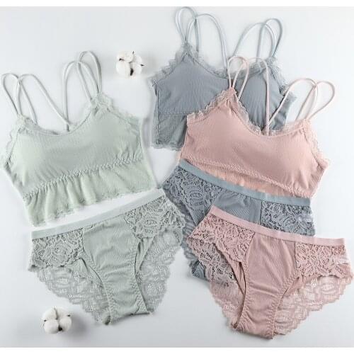 Women Lace Bra Sets Seamless Underwear Backless Vest Sexy Panties Padded Bralette Lingerie Female Intimates Ultrathin Briefs New