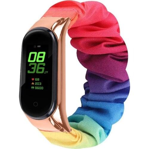Scrunchie Elastic Strap Loop Compatible with Mi Band Smart Bracelet 3/4/5/6 Generations Replacement Watch Band Wristband