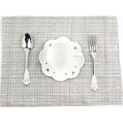 European Grey placemats fashion cotton linen placemat heat insulation mat dining table mat fabric Napkins