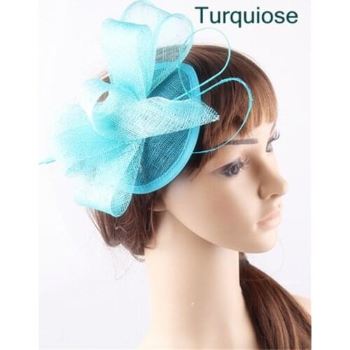 Hot Lady Girl Lovely Hair Clip Sinamay Headpiece Fancy Feather Pillbox Hat Bridal Fascinator Hair Clip Wedding Accessory SYF269