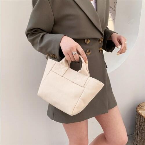 Retro Canvas School Bag Solid Color Bag Shopping Travel Totes Casual Top-handle Pouch Simple Crossbody Bag Handbags
