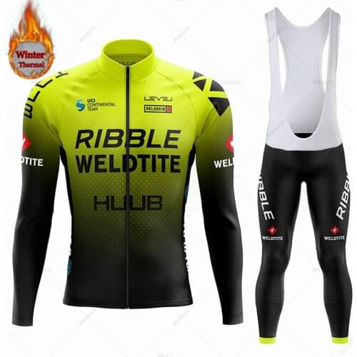 HUUB Men Long Sleeve Winter Cycling Clothing MTB Ropa Ciclismo Hombre Triathlon Thermal Fleece Cycling Jersey Bib Pants Set