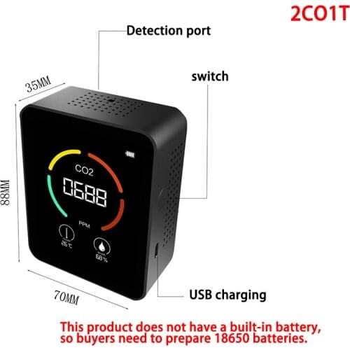 CO2 Meter Air Quality Monitor Carbon Dioxide Detector Multifunctional Air Detector Intelligent Air Quality Air Pollution Monitor