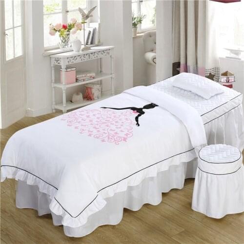 Beautiful Bedding Sets Butterfly Girl Beauty Body Salon White Yellow Pink Color 4 pcs Duvet Cover Pillowcase Bedskirt