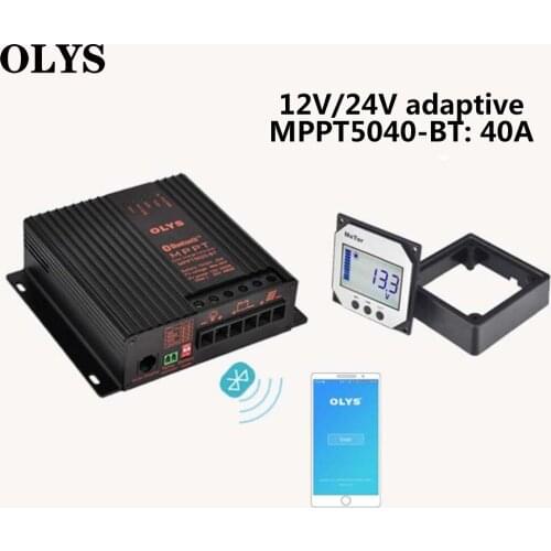 OLYS 40A Mppt 12/24V Bluetooth Solar Charge Controller 12/24V Adaptive Controller Intelligent Controller Car Home Power Supply