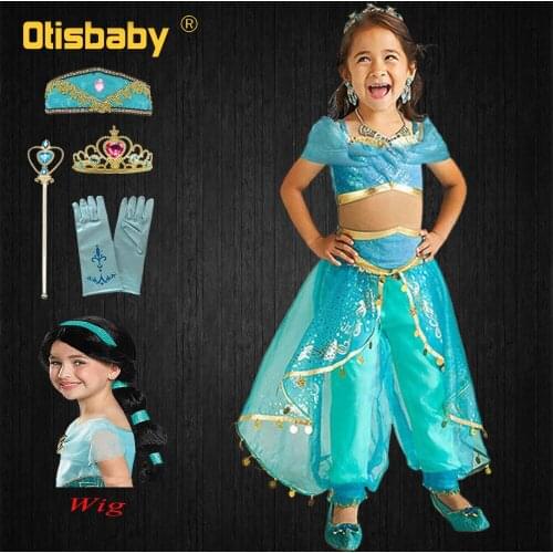 Christmas Halloween Princess Jasmine Costume Girls Aladdin Belle Dance Dress Carnival Kids Arabian Clothing Fantasia Jasmine