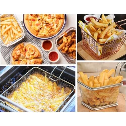 Stainless Steel Metal Basket Potatoes French Fries Chips Chicken Holder Mini Frying Storage Holder Home Restaurant Cooking Tool