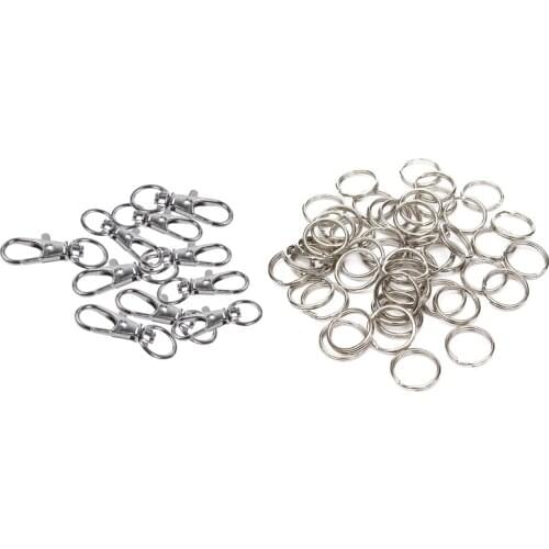 10 Pcs Metal Clasp Swivel Trigger Clips Snap Hooks & 50 Pcs Split Keyring Keychain