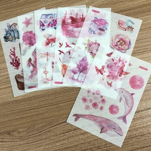 Cute Decal Cartoon Sticker Fashion Child Transparent Scrapbooking Stickers For Journal Stationery Diary DIY Kids School Supplies