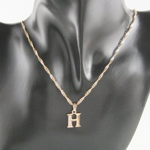 Min order 10$ /- GP 18" WATER WAVE NECKLACE &INITIAL LETTER INITIALS H HANGS 0.83" PENDANT BIGGER VERSION /COLOR MORE RED