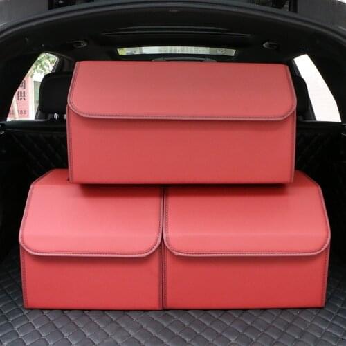 Multifunction Car Trunk Storage Box Solid Color PU Leather Organizer Box For Vehicle Accessories Folding Stowing Tidying Bag