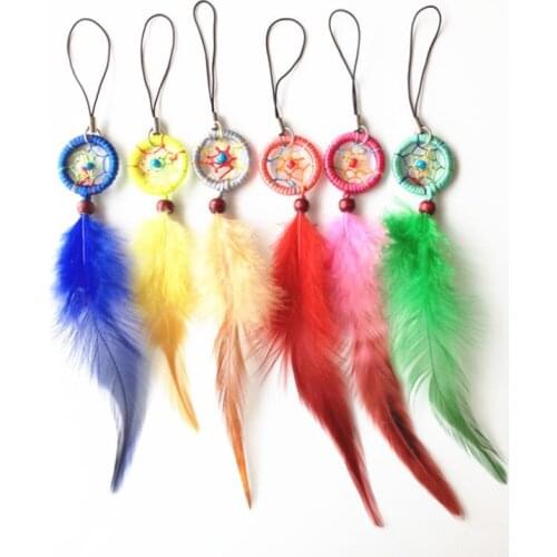Mobile Decor Dream Catcher Decor Mobile Chain Key Chain Feather Dream Catcher Whosale 120pcs/lot Mixed colors SN3933