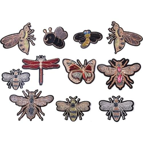50pcs/Lot Embroidery Patches Letters Clothing Decoration Accessories Insect Dragonfly Butterfly Diy Iron Heat Transfer Applique