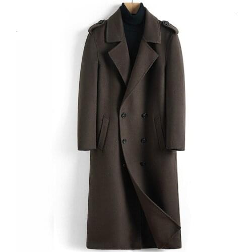 2019 New Wool Coat Men Long Jacket Double-breasted Casual Mens Coats Overcoat Spring Autumn Windbreaker Manteau Homme 4892