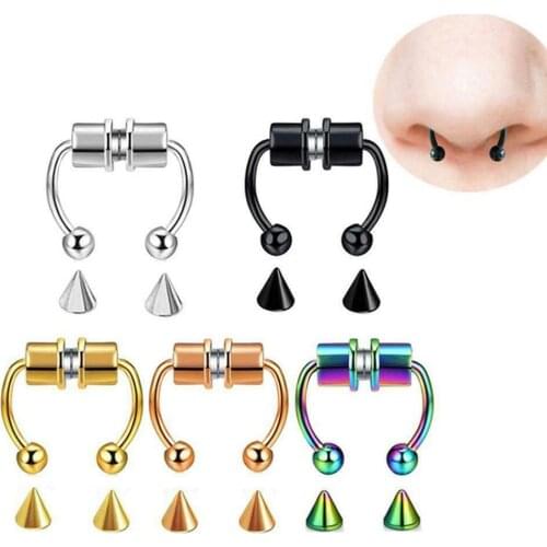 New Fashion 2021 Nose Rings Fake Septum Nose Ring Segment Faux Non-Piercing Accessories Women Girl Jewelry