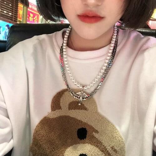 Harajuku Resin Necklace for Women Jewelry Bead Chain Female Symbol Internet Girl Choker Punk Rock Collares Mujer CL58