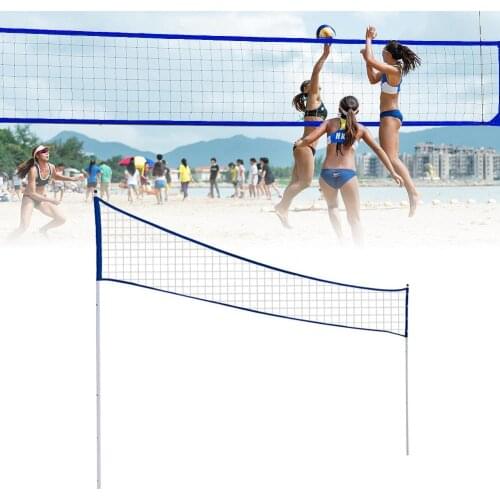 Outdoor Portable Volleyball Net Folding Adjustable Volleyball Badminton Tennis Net With Stand Pole For Beach Grass Park