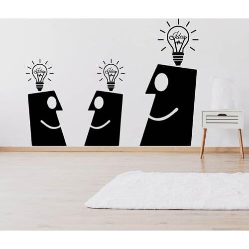 Lovely Silhouette Wall Stickers Vinyl Nursery Decor Cartoon Characters Light bulb Wall Decals for Classroom Study Decor X013
