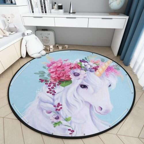 Japanese Simple Harajuku Style Dream Unicorn Bedroom Carpet Personalized Fashion Children Crawling Carpet Play Circle Carpet