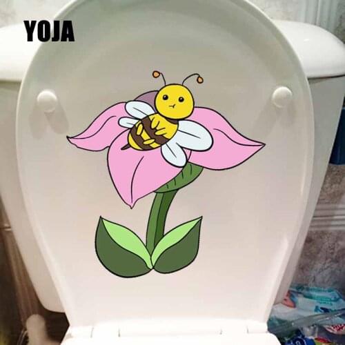 YOJA 22X22.8CM Creative Toilet Decal Little Bee And Flowers Bedroom Home Decor Wall Stickers T5-0868