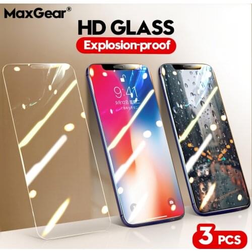 1-3Pcs Full Cover Tempered Glass On For iPhone X XS Max XR Film For iPhone 7 8 6 6s Plus 5 5S SE 2 11 Pro Max Screen Protector