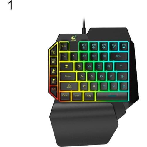 1.6m Wired Gaming Keypad with LED Backlight 35 Keys One-handed Membrane Keyboard Left-hand Keyboard for LOL/PUBG/CF