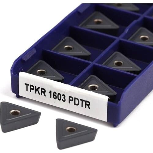10Pcs TPKR1603 TPKN1603 PDTR LT30 TPKR/TPKN CNC Lathe Triangle Turning Tools Flat Carbide Insert Cutting Machining Durable Wear