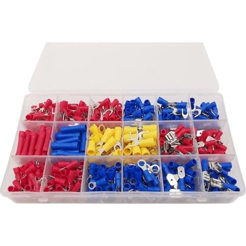 1040Pcs/2set Electrical Wire Assorted Crimp Terminals Kit, Insulated Cable Connector, Spade Butt Ring Fork Set Ring Lugs Rolled