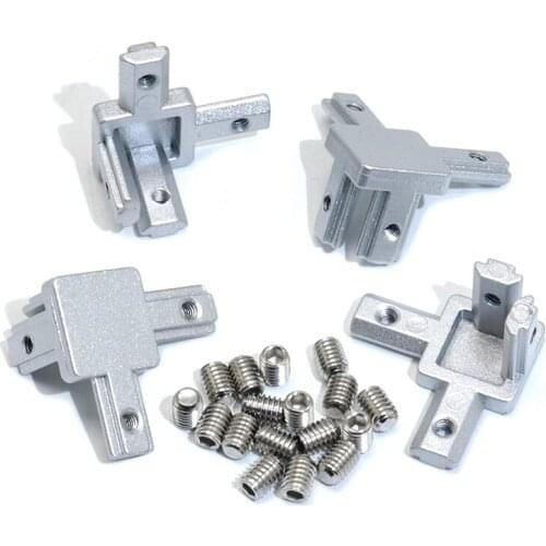 4Pc 2020 Series 3 Way End Corner Bracket Connector for European Standard 6mm T Slot 20 x 20mm Aluminum Extrusion Profile