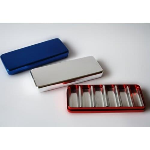 3Pcs/set Dental Bur Holder Block Sterilizer Case Disinfection Endo Box Rack blue,red and silvery