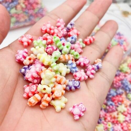 300pcs Colorful Bear Acrylic Stars Moon Heart Flower Beads for Children Beads for DIY Handmade Bracelets Jewelry Making Findings