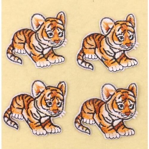 5PCS Cartoon Tiger Patches Animals Badge Patch Embroidery Applique Iron on Transfers for Clothing Fabric DIY Apparel Accessories