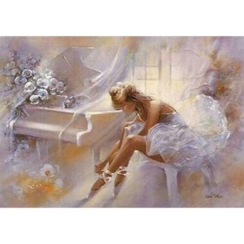 5D DIY Diamond Painting Cross Stitch Ballerina girl Diamond Embroidery piano picture 5d square round diamond mosaic Decor FG1843