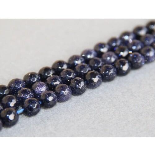 6mm faceted Blue Sandstone Gold Sand Stones Beads chalcedony beads Round shape Beads 15" Jewelry making design wholesale