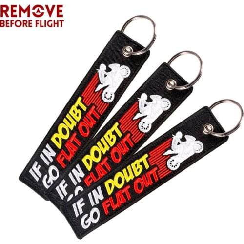 3PCS IF IN DOUBT GO FlLAT OUT Embroidery Letter Motorcycles Key Chain Fobs OEM ATV Car Keyring Gifts Tag