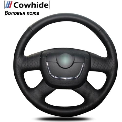 Handsewing Black Genuine Leather Steering Wheel Covers for Skoda Octavia Superb 2012 Fabia Skoda Octavia a5 2012 2013 Yeti 2009