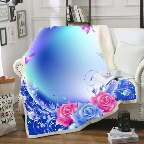 Fanaijia Sherpa Rose Double Throw Blanket for Sofa Blankets Faux Fur Fleece Butterfly Flower Blankets Home Goods