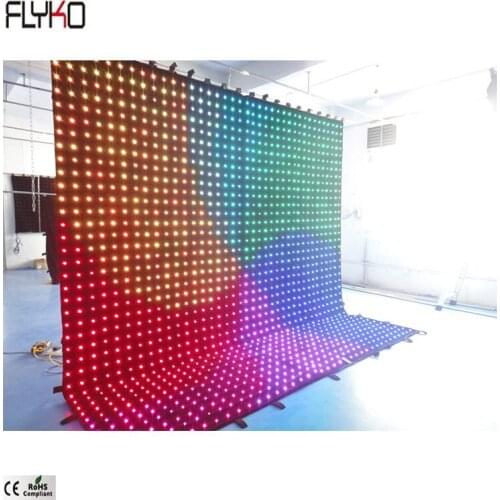 Flyko High Quality Folding Led Display P100mm 4x4m LED video curtain led curtain backdrop in door