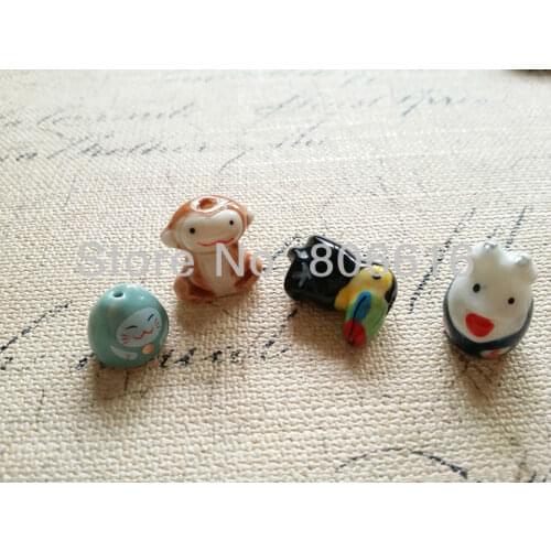 "Small Animal House" 30Pcs Ceramic Porcelain Loose Bead Jewelry Beads Findings Accessories