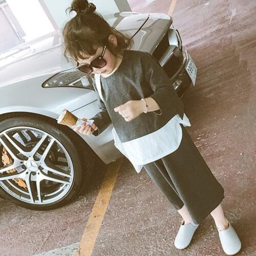 Girls' Suit Korean Casual Top + Wide-leg Pants 3pcs Fashion 2020 Spring Autumn New Comfortable Baby Kids Children Clothing Sets