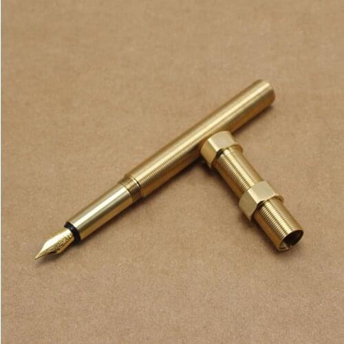 Creative Screw Shape Brass Fountain Pen Natural Color 0.5mm Plated Nib Pen For Business and School as Luxury Gift Customed