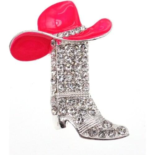 Fashion Two Color Pink And Red High-Heeled Shoes Rhinestone Brooch