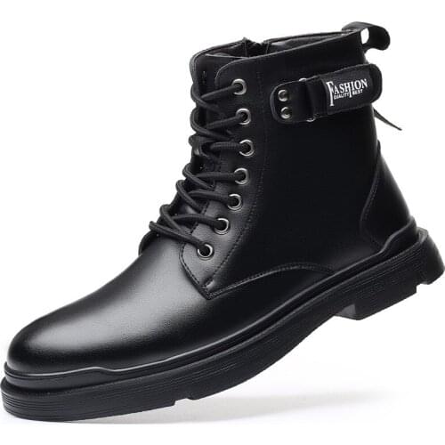 Men Ankle Boots Outdoor Genuine Leather Autumn Spring Non-slip Walk Male Casual Flats Work Shoes Platform Fashion