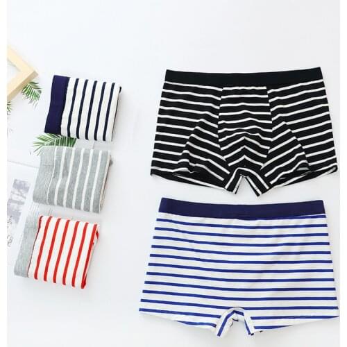 Mens Underwear Cotton Colorful Stripes Sexy Mid-waist Breathable Comfortable Personality Boxer Shorts Personality Boxer Men