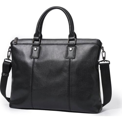 Men Briefcase Business Shoulder Bag Leather Messenger Bags Computer Laptop Handbag Male Travel Bags Black Bag for Document 2021