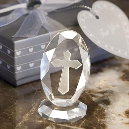 Small Wedding Favors Crystal Cross Standing Baby Christening Gifts First Communion Souvenirs