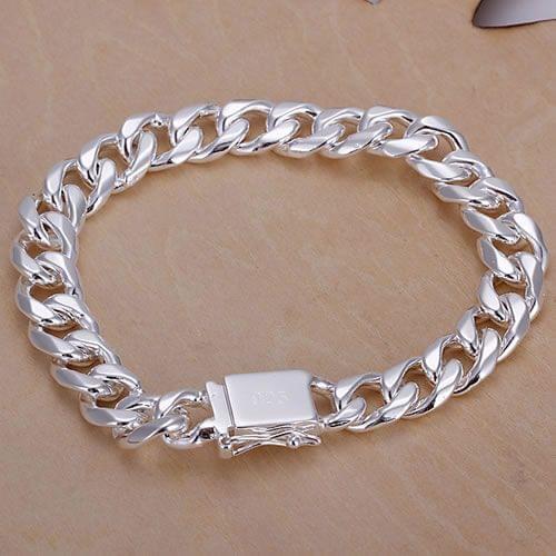 LQ-H037 Delicate Silver Color Bracelets For Women Ladies Fashion Jewelry 10mm Square Lock Bracelet&Bangle Free Shipping
